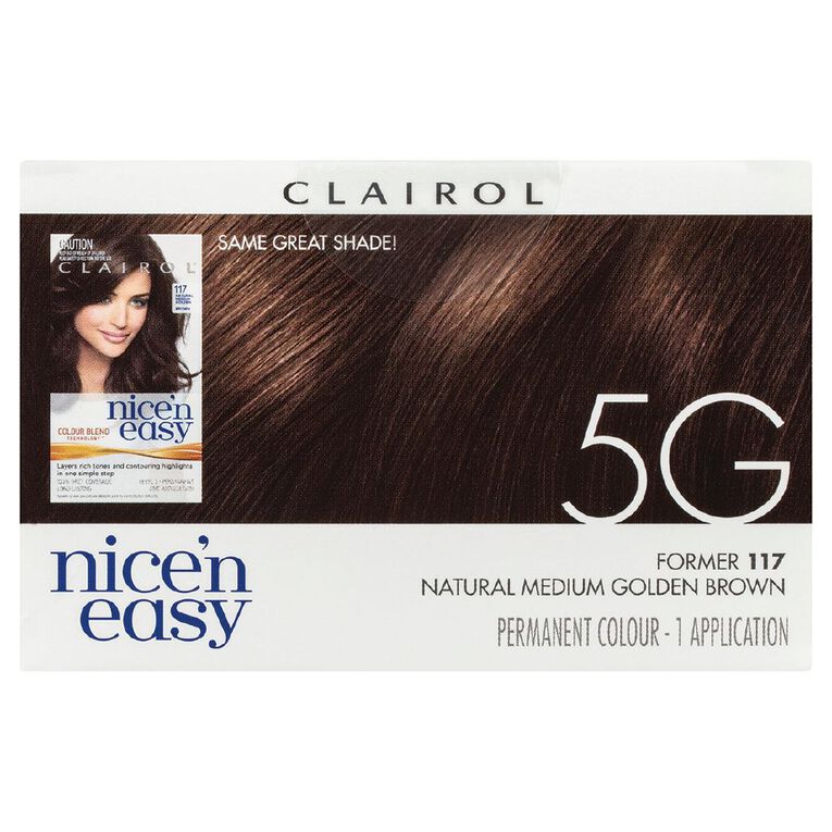 Clairol Nice N Easy Permanent Hair Colour Medium Golden Brown 5G, , hi-res