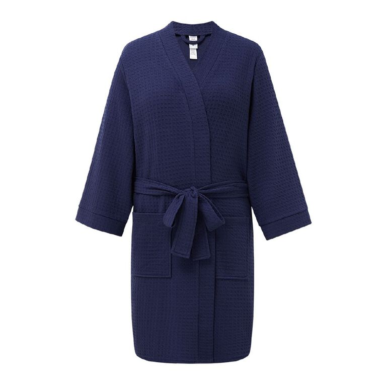 H&H Women's Waffle Robe Blue Dark | The Warehouse H&H Women's Waffle Robe Blue Dark | The Warehouse
