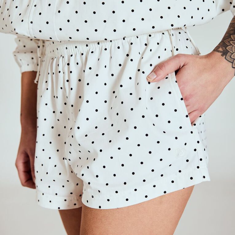 BRDRLESS Blair Polka Dot Mini Shorts, White/Black, hi-res