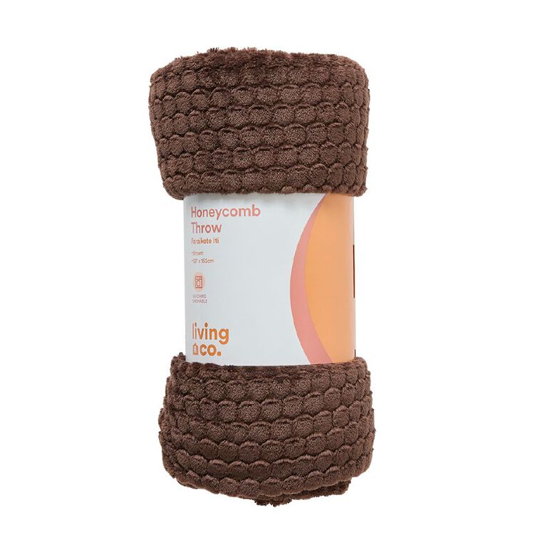 Living & Co Throw Honeycomb Brown 127cm x 152cm, , hi-res