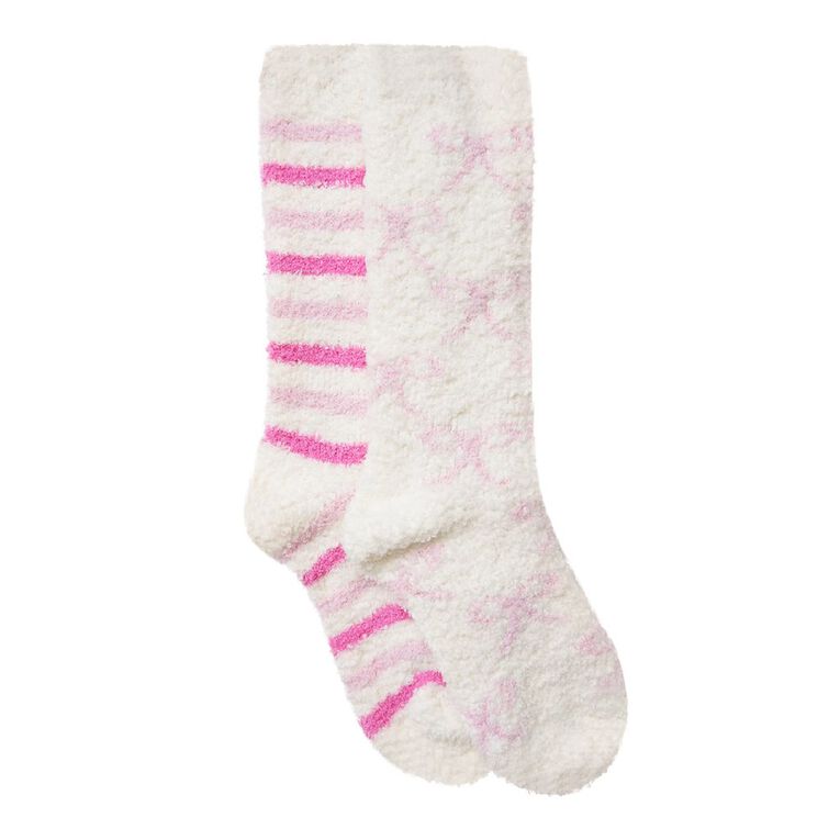 H&H Girls' Bedsocks 2 Pack, Pink Light, hi-res