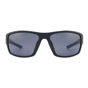 H&H Men's Matt Black Blue Wrap Sunglasses
