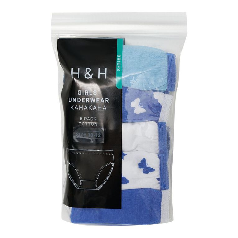 H&H Girls' Briefs 5 Pack, Blue, hi-res