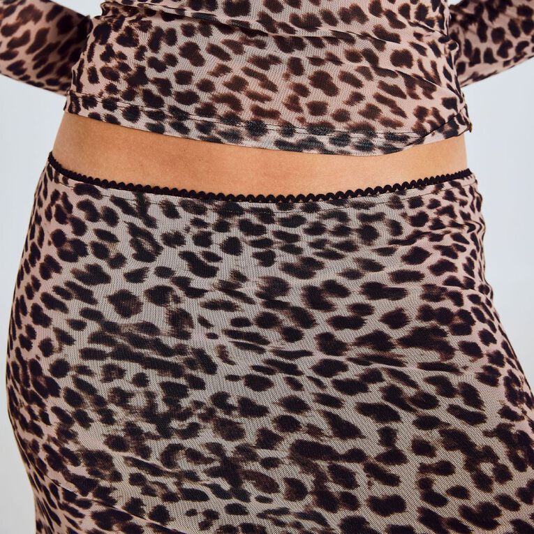 BRDRLESS Annie Animal Print Mini Skirt, Brown, hi-res
