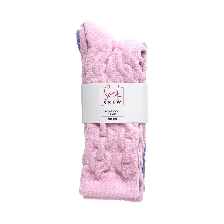 Sock Crew Women's Metallic Chenille Sock 2 Pack, Purple/Pink, hi-res