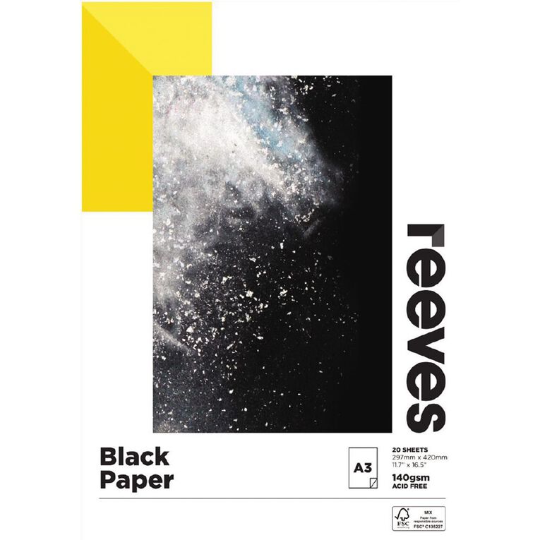 Reeves Sketch Pad 140gsm 20 Sheets Black A3, , hi-res