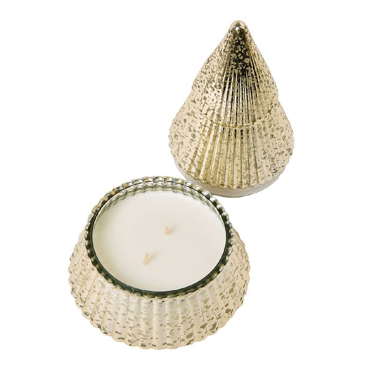 Wonderland Home Christmas Tree Glass Candle 7.8oz Gold, , hi-res