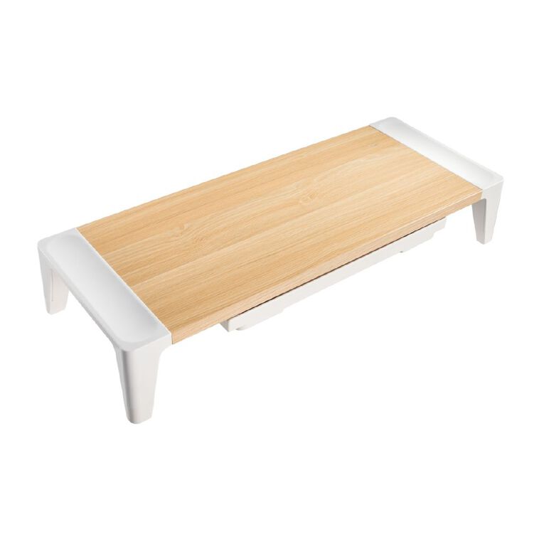 Bracom Universal Tabletop Monitor Riser with drawer White, , hi-res