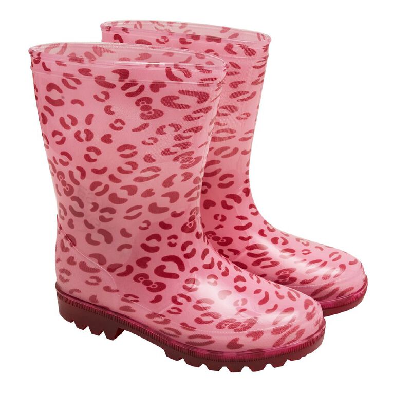 Young Original Senior Kids' Printed Light Up Gumboots, Pink, hi-res