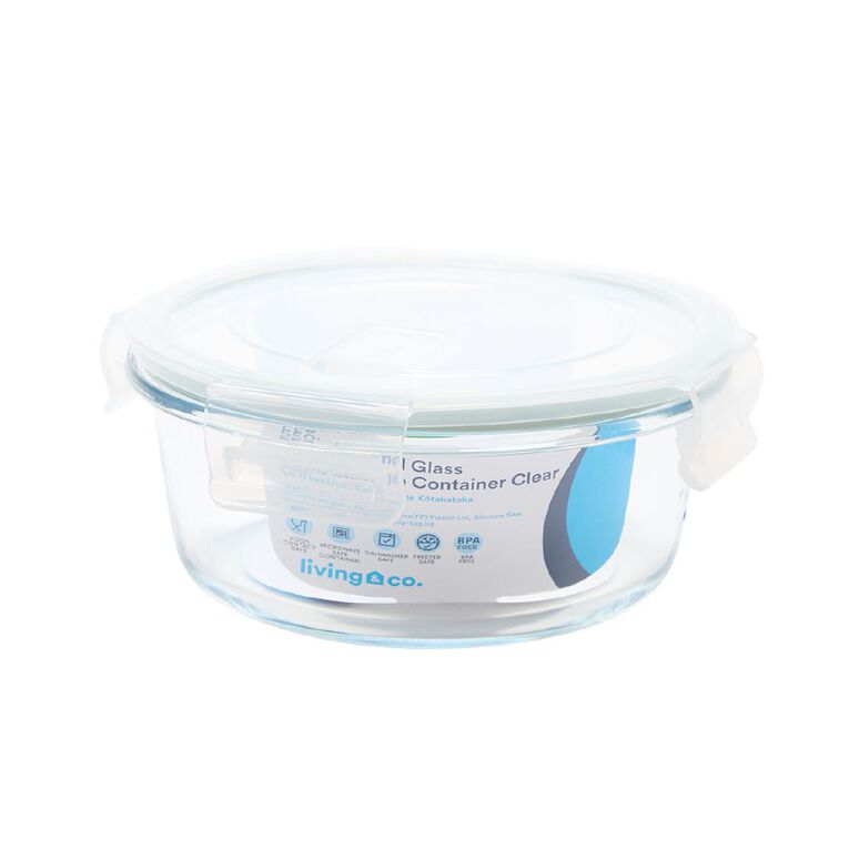 Living & Co Round Glass Food Storage Container 550ml, , hi-res
