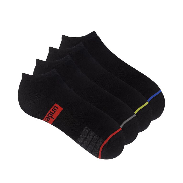 Underworks Men's Low Cut Sport Socks 4 Pack, Black1, hi-res