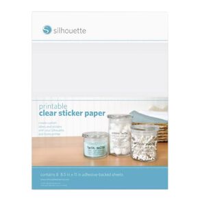 Silhouette Printable Sticker Paper Clear 8.5 x 11 inch 8 Sheets