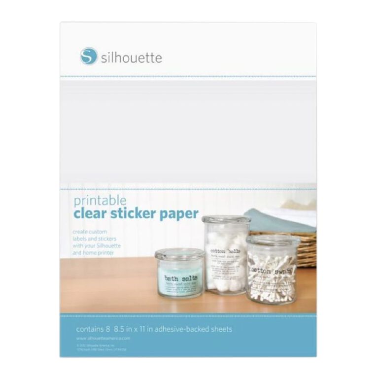 Silhouette Printable Sticker Paper Clear 8.5 x 11 inch 8 Sheets The