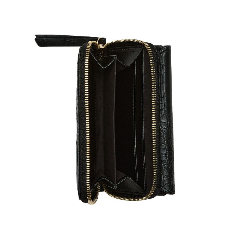 H&H Women's Faux Croc Texture Purse, Black, hi-res