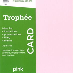 Trophee Card 160gsm Pink A4 15 Pack