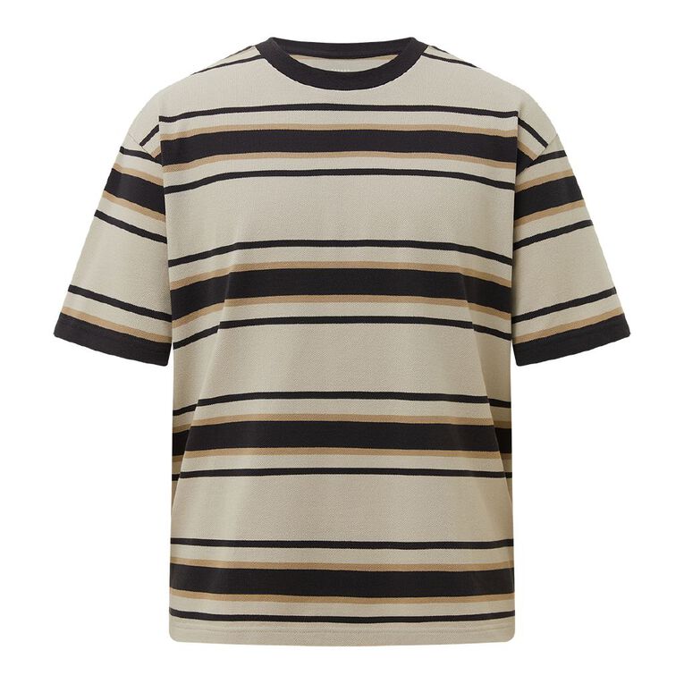 Garage Men's Relaxed Pique Striped Tee, Brown Light, hi-res