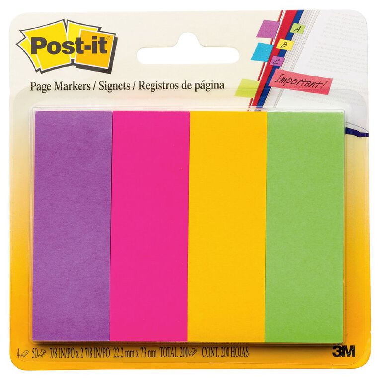 Post-It Page Marker Large 671-4AU Multi-Coloured, , hi-res