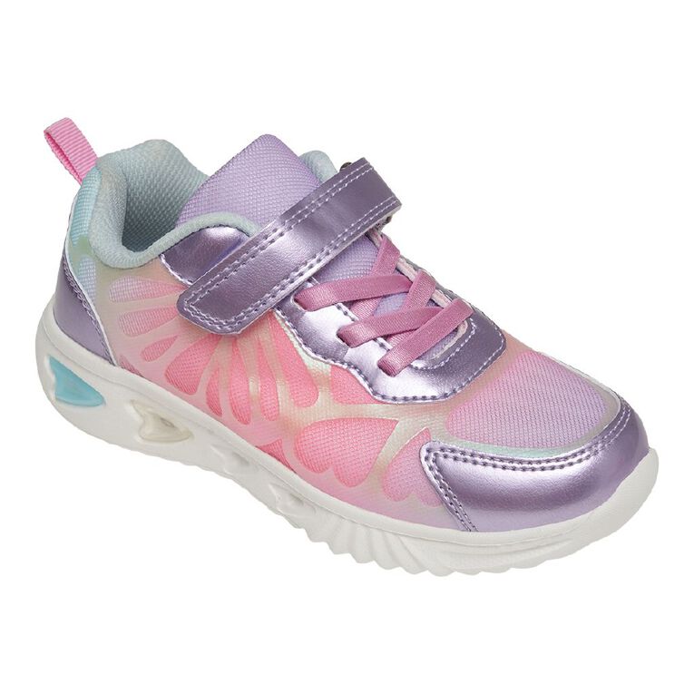Young Original Senior Kids' Butterfly Light Up Sneakers, Purple Light, hi-res