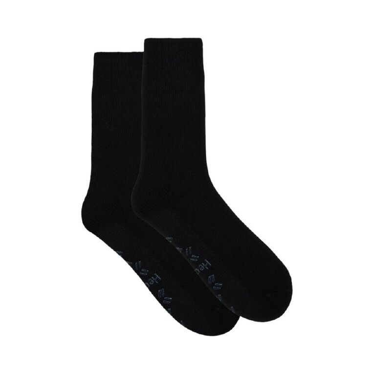 Underworks Men's Heat Bods Brushed Crew Socks 1 Pack, Black, hi-res
