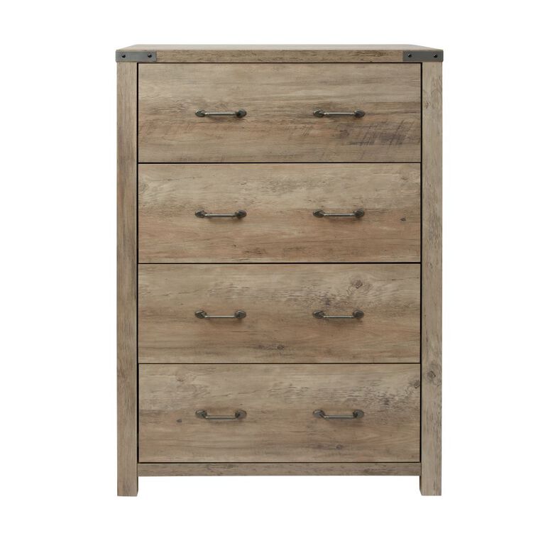 Living & Co Homestead Tallboy 4 Drawer Rustic Oak Finish, , hi-res