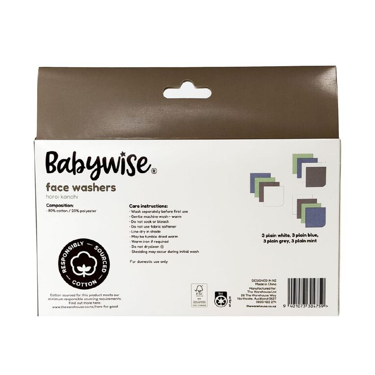 Babywise Facewasher 12 Pack, , hi-res