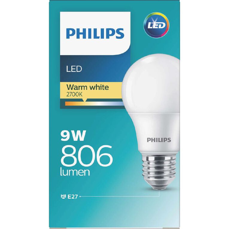 Philips LED E27 Light Bulb 9W Frosted Warm White, , hi-res