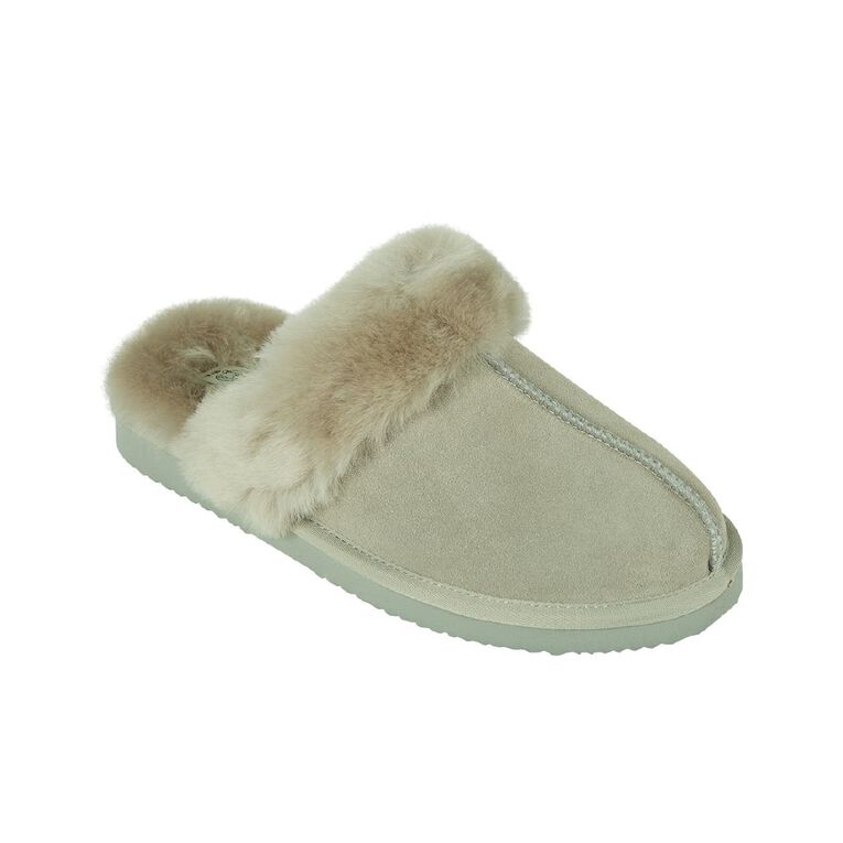 NEW ZEALAND SHEEPSKIN CO. Women's Sheepskin Lined Slipper Scuff BOX, Grey Mid, hi-res