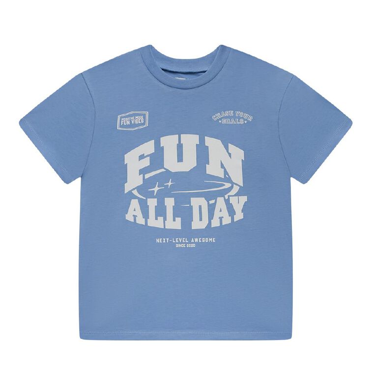 Young Original Short Sleeve Print Tee, Blue Mid, hi-res