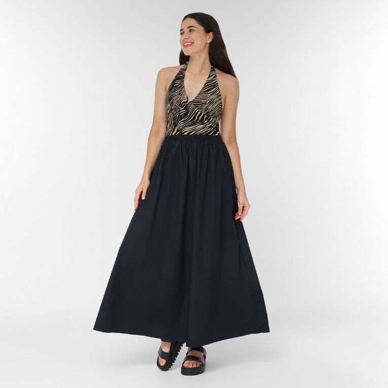 H&H Women's Contour Print Halter Neck Top, Brown Dark, hi-res