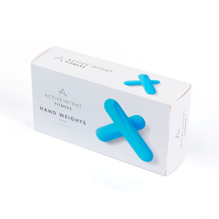 Active Intent Fitness Silicone Hand Weights 1.5kg Blue 2 Pack, , hi-res