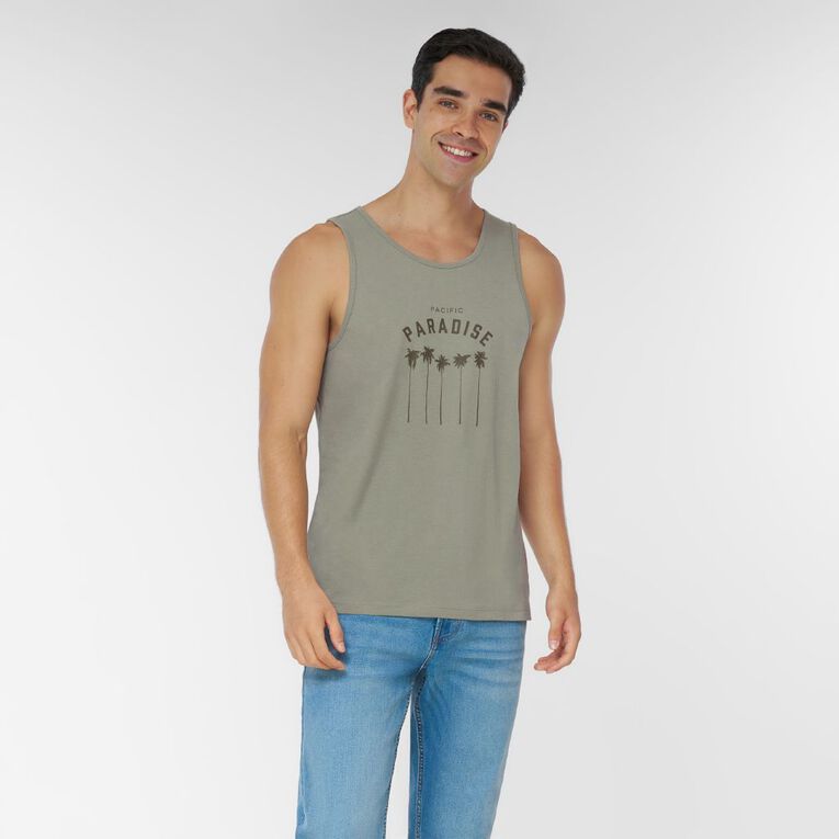 H&H Men's Graphic Print Singlet, Grey Mid, hi-res