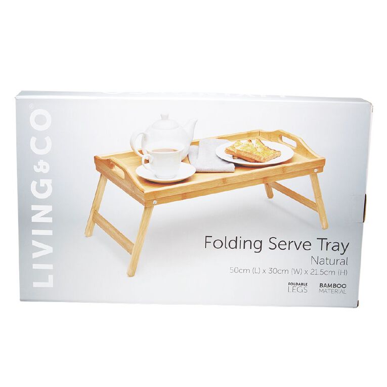 Living & Co Fold Out Wooden Tray Natural, , hi-res