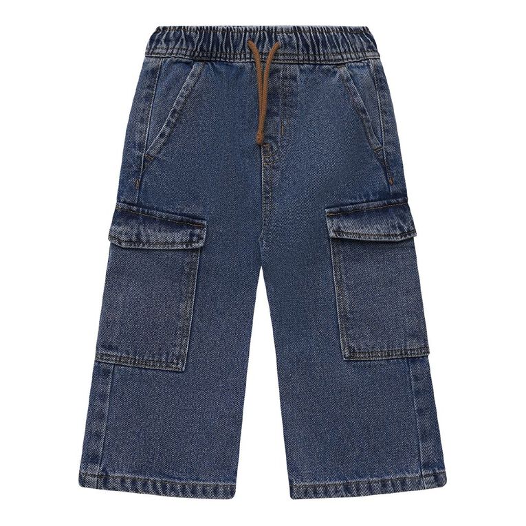 Young Original Toddler Wide Leg Cargo Jeans, Blue Mid, hi-res