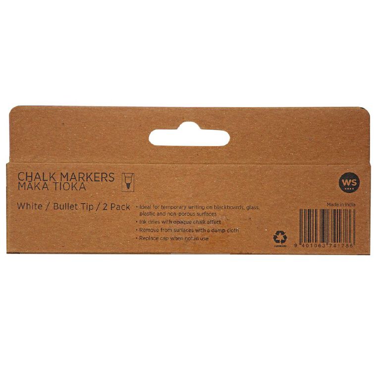 WS Chalk Marker White 2 Pack, , hi-res