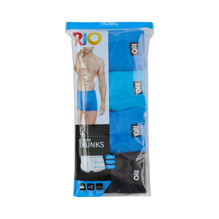 Rio Men's Trunks 4 Pack, Black/Blue, hi-res