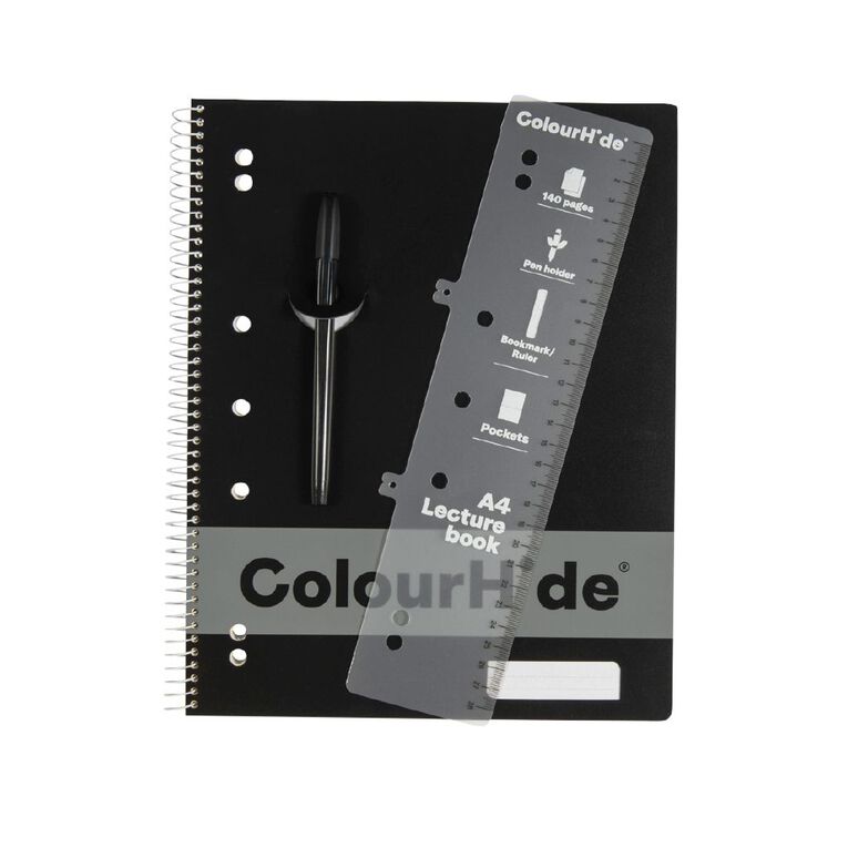 ColourHide Lecture Book A4 140 Pages Black, , hi-res