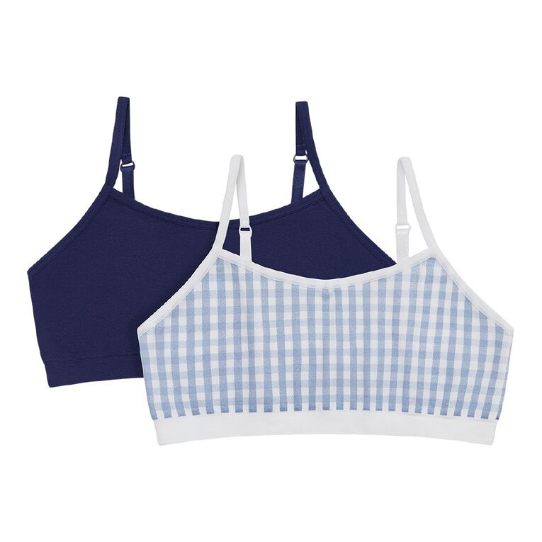 H&H Girls' Seamfree Crop 2 Pack, Blue Dark, hi-res
