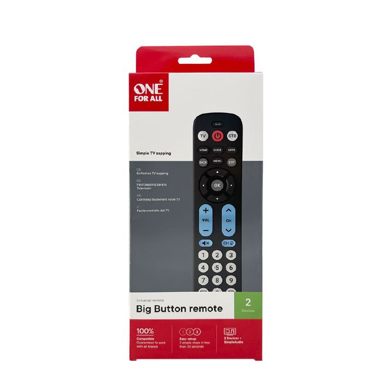 One for All Big Button TV Remote, , hi-res