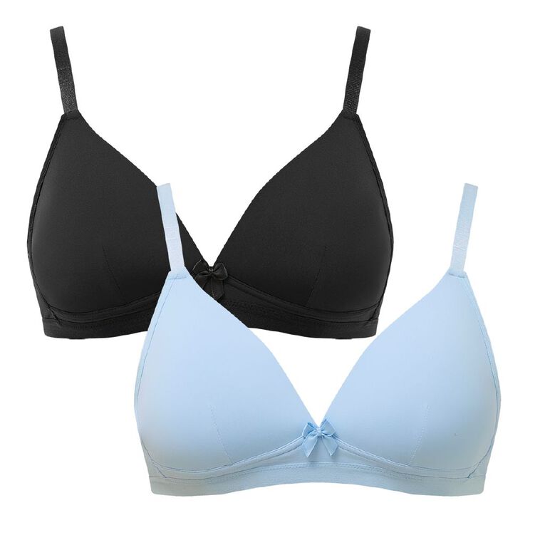 H&H Teen Bra, Black/Blue, hi-res
