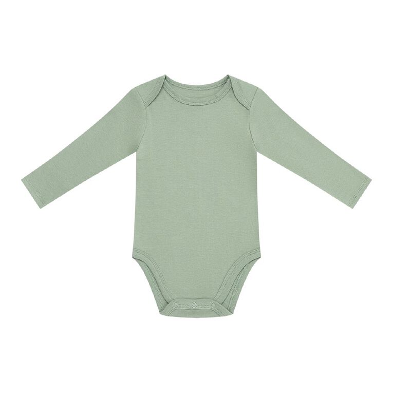 Young Original Babys' Long Sleeve Printed Bodysuit 3 Pack, Green Light, hi-res