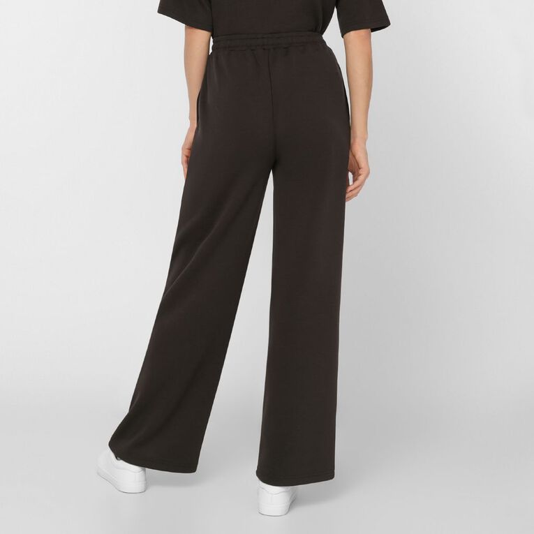 H&H Women's Wide Leg Scuba Pants, Brown Dark SPOTS, hi-res