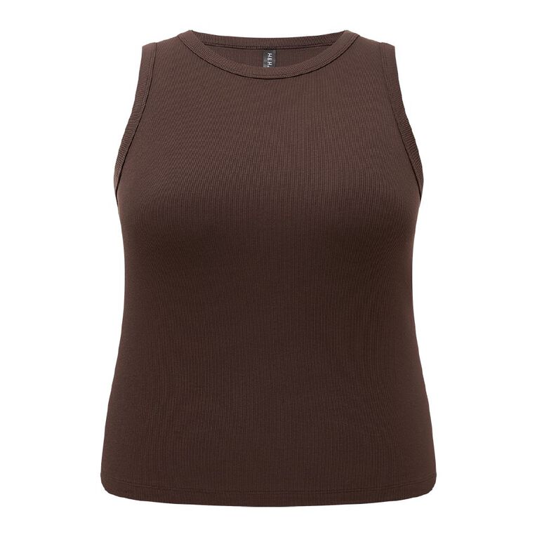 H&H Curve Women's Rib Tank, Brown Dark, hi-res
