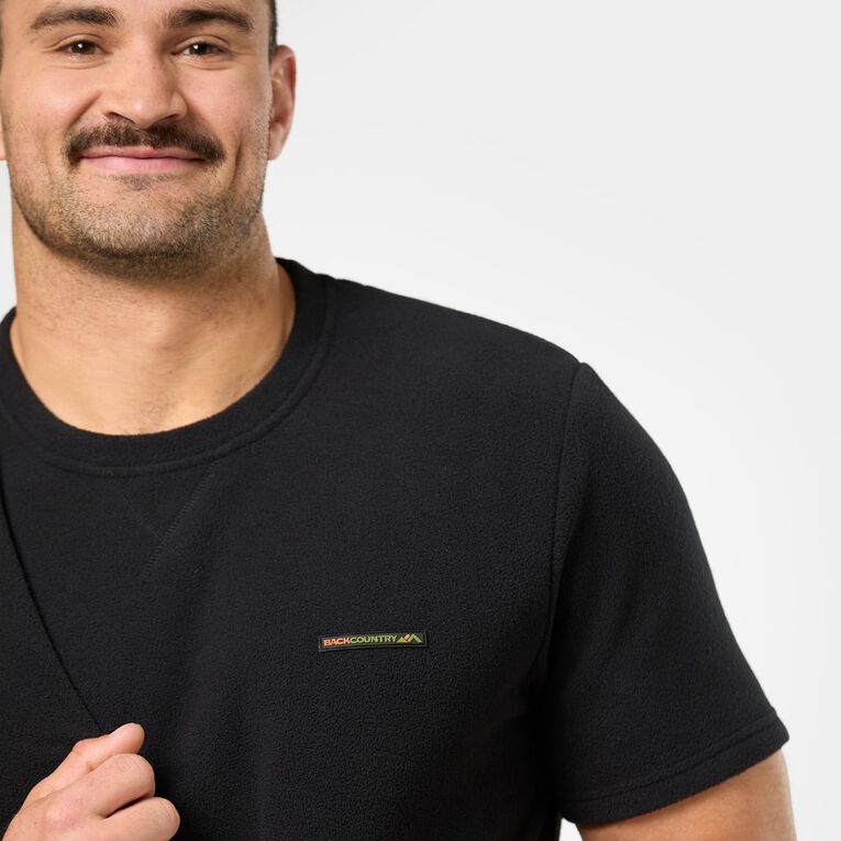 Back Country Solid Fleece Short Sleeve Tee, Black, hi-res
