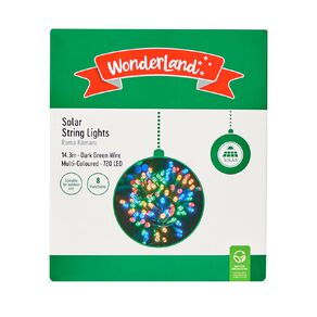 Wonderland Solar Light Chain 720 LED Dark Wire Multi Colour