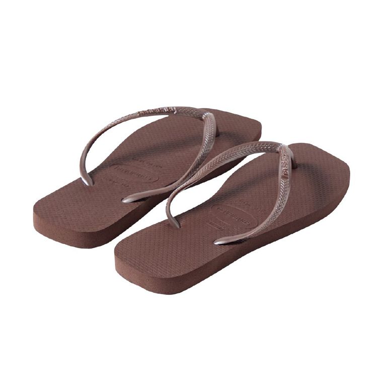 Havaianas Slim Square Jandals, Brown, hi-res
