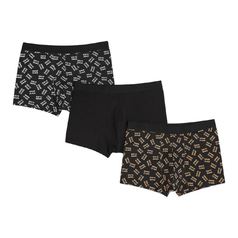 H&H Men's Trunks 3 Pack, Black, hi-res