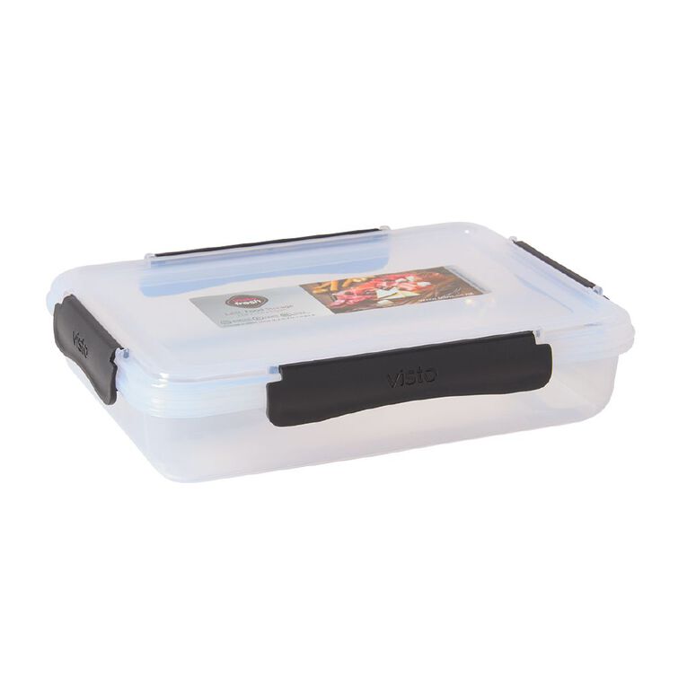 Visto Fresh Slim Storage Container Clear/Charcoal Clips 1.25 Litre, , hi-res