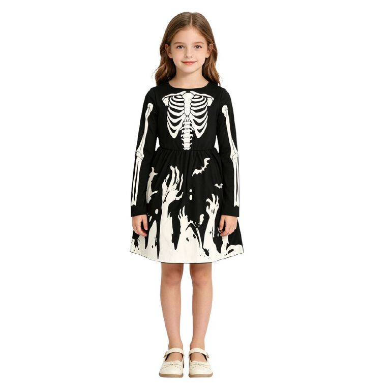 Scarehouse Glow-In-The-Dark Skeleton Costume Girls 8-10 Years, , hi-res