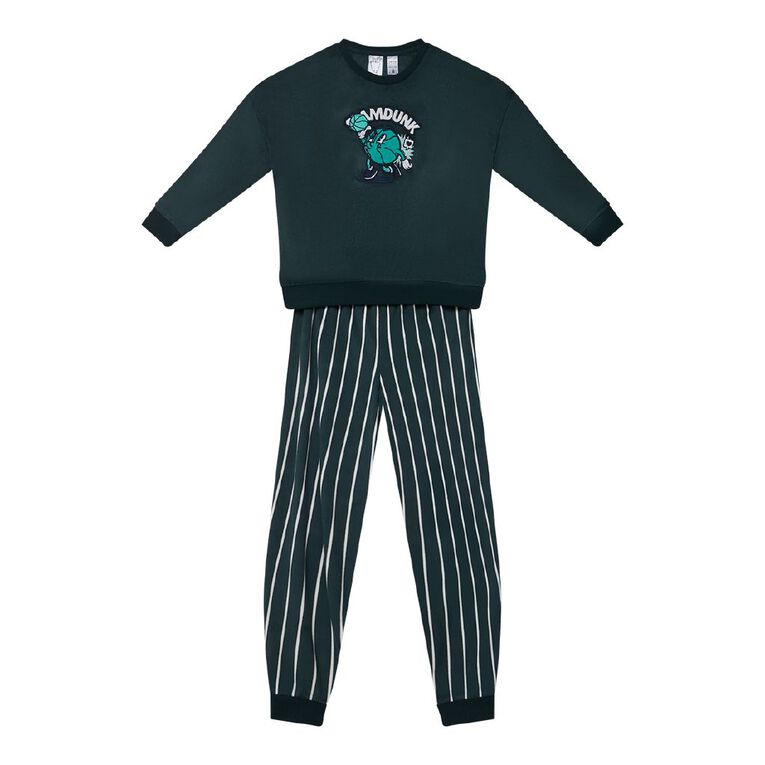 H&H Boys' Mink Twosie Pyjama Set, Green Dark, hi-res