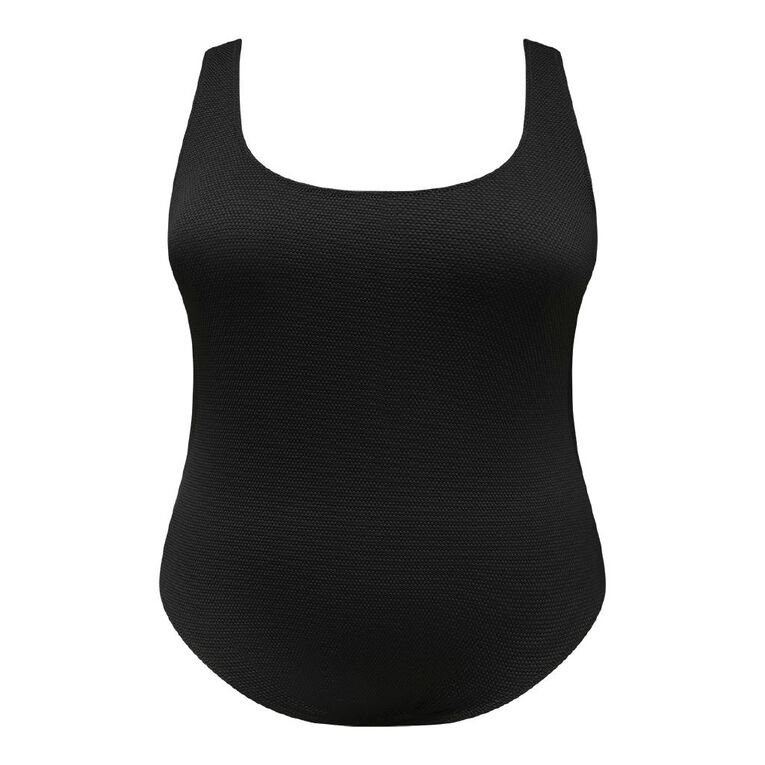 H&H Women's Plus Size Padded Cup Swimsuit, Black TEXTURED, hi-res